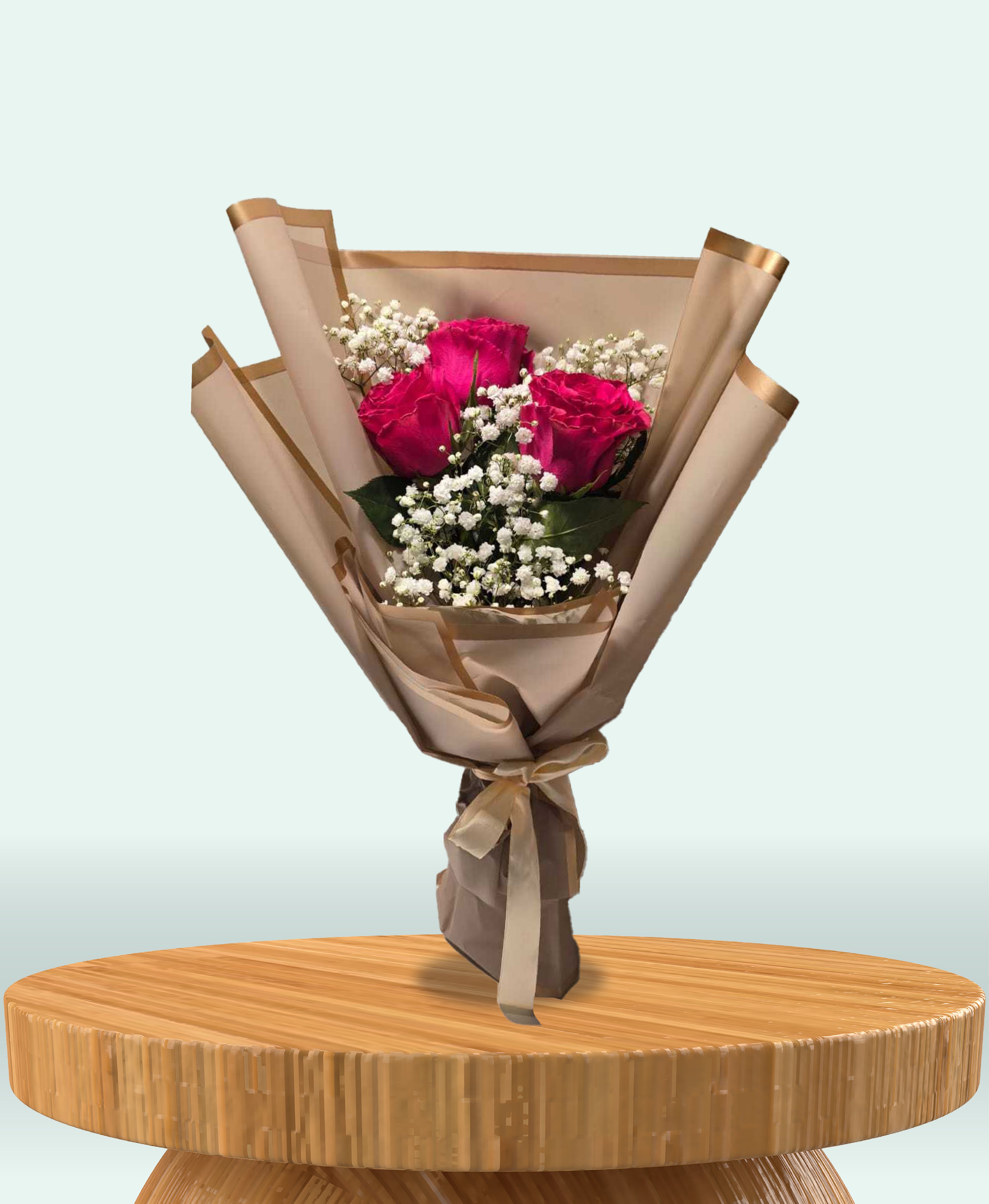 Elegant Trio – Pink Rose Mini Bouquet